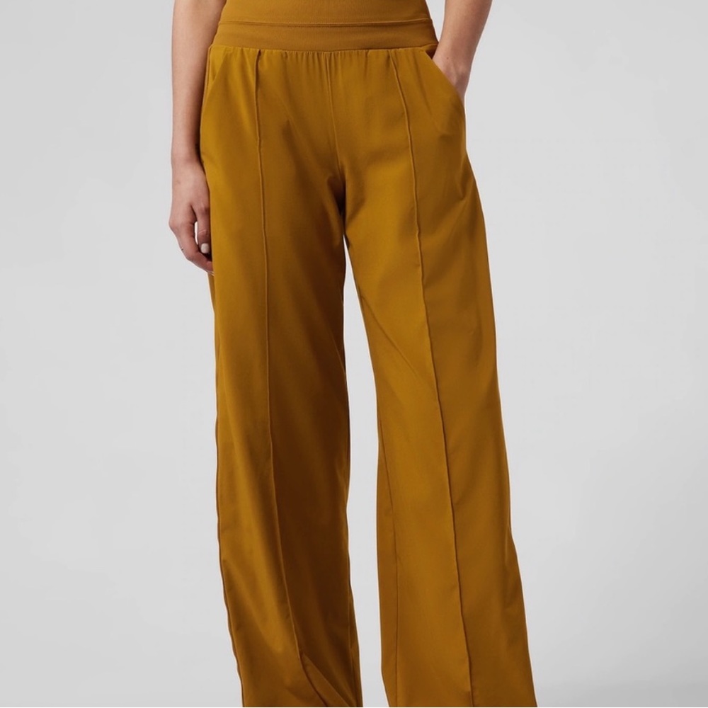Athleta Nolita Wide Leg Pant in Brass Yellow
